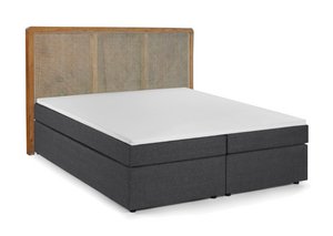 Boxspringbed met rotan hoofdeinde
