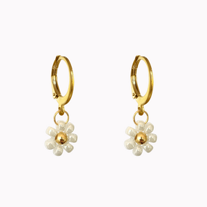 Earrings Flower White Gold