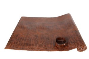 Table runner crocodile leather light brown 150 cm faux leather