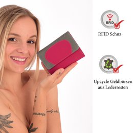 Sunsa damesportemonnee. Leren portemonnee. Portemonnee met RFID-bescherming. Portemonnee gemaakt van overgebleven leer. middelgrote portemonnee voor dames met veel creditcardvakjes - portemonnee voor dames, cadeau-idee