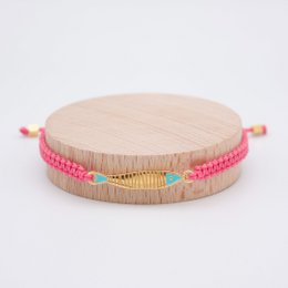 MAGDALENA colorful macrame bracelet with golden fish charm