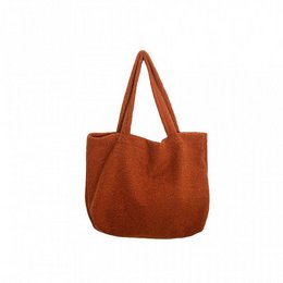 Terracotta-colored tote bag with a simple, minimalist design. Made of durable, textured material. Suitable for everyday use as a shopping or casual carry-all bag.
