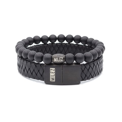 Men's Bracelets Set 'Black Balance' - black clasp