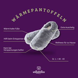  Plush thermal slippers with organic millet filling and relaxing health herbs, size L 40-43.