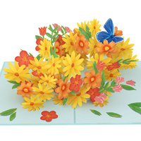 Colorful daisies with butterflies pop-up card