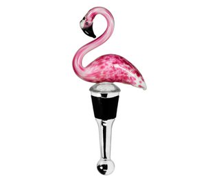 EDZARD Flamingo-flessenstop voor champagne, wijn en mousserende wijn, hoogte 13 cm, Murano-glas, handkleur
