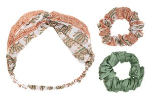 HAARACCESSOIRESET 3 POLYESTER 20X8X20 MOSTERD BO206425