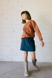 Short flared skirt in blue with constellation print, suitable for kids aged 2-10 years.