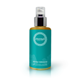 Organic body and hair oil "Huile Miracle" by Eternal, 100ml. Nourishing and moisturizing formula with natural ingredients.