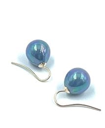 Pendientes de perlas clasicas en color azul Laguna