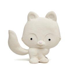 Soft, plush white fox teething toy with a cute, friendly expression. Designed to soothe baby's gums during teething.