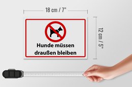 Tin sign notice 18x12cm dogs must stay outside decoration