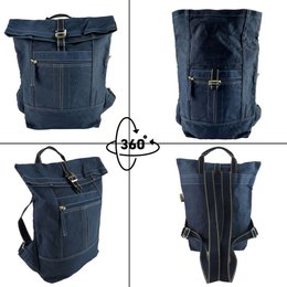 Mochila Domelo de lona encerada. Mochila unisex impermeable. Mochila de ocio vegana. Diseño de mochila enrollable monocromática con mucho espacio.
