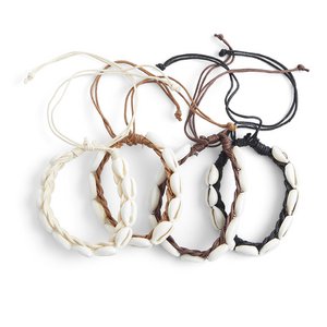 Bracelet rope+shells; Price per 4 pieces