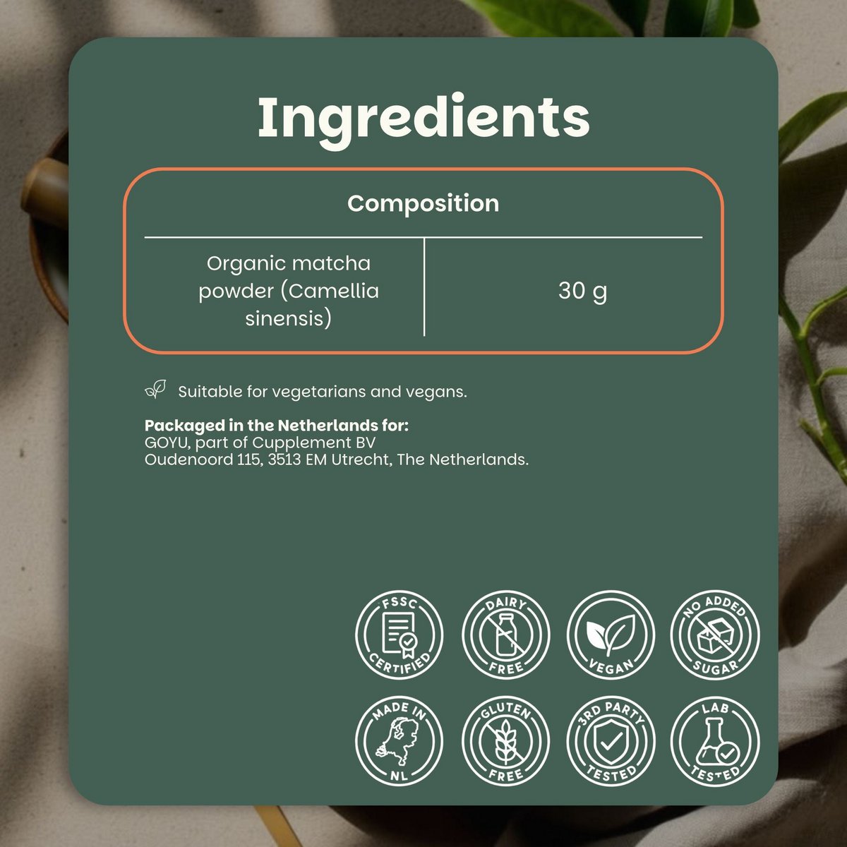 Ceremonial Grade Matcha Powder -  60 Grams