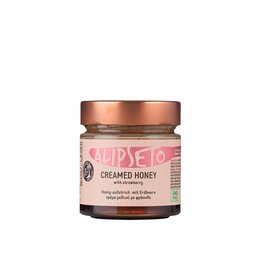 Creamed honey with strawberry, 300g. Sweet, smooth, and infused with the natural flavor of strawberries.