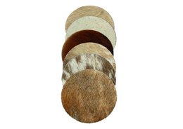 Set of 3 round coasters in light, medium, and dark colors with a natural woven texture.