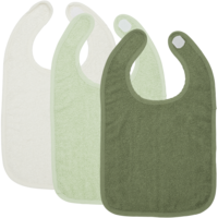 Lätzchen aus Frottee mit Klettverschluss Offwhite/Soft Green/Forest Green 26x31cm - 3er-Pack