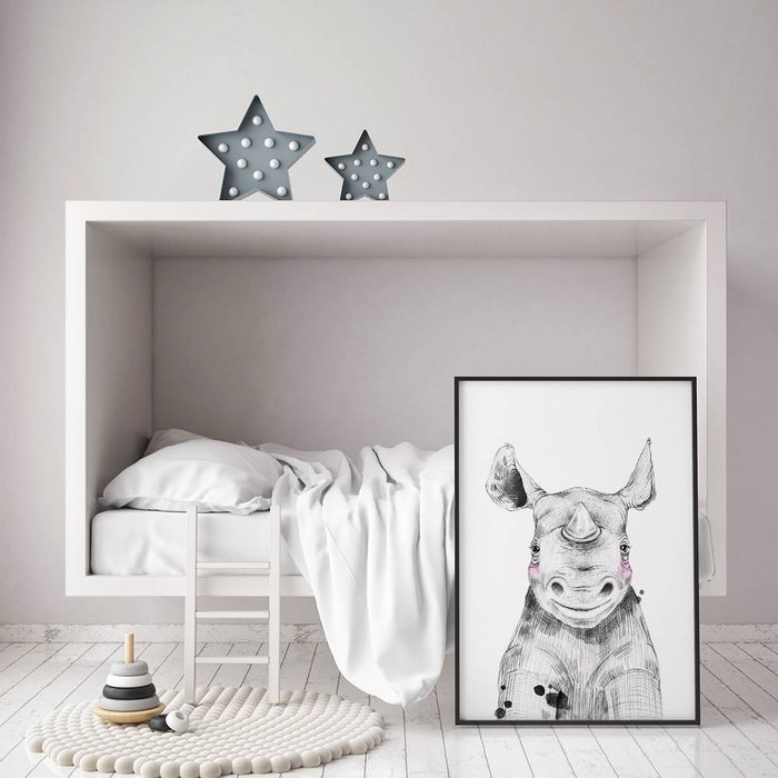 Neushoorn Kinderkamerposter