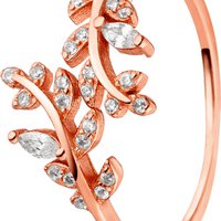 Silver ring flower tendril with zirconia rose gold plated