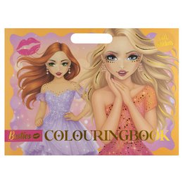  Besties coloring book featuring two girls with long hair, neon colors, fashionable style, large format kids activity book.