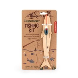 A fishing kit with various tools and accessories for fishing, including a fishing rod, lures, and other equipment.