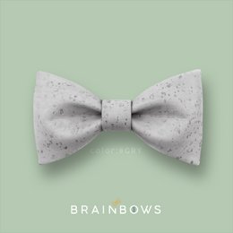  A gray bow tie with a speckled pattern, suitable for formal or casual wear. The bow tie is made of a soft, textured material and has a classic, elegant design.