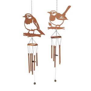 Windgong vogel metaal 70cm 2 assorti