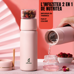 The Infuzetea is a 2-in-1 tea infuser that comes in rose, creme, blue, and green colors. It allows you to steep tea leaves and enjoy a flavorful cup of tea. The product features a sleek and compact design, making it convenient for everyday use.