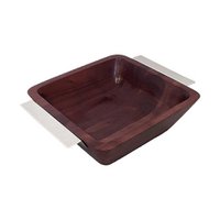 Wooden bowl with silver handles 25x25x8cm