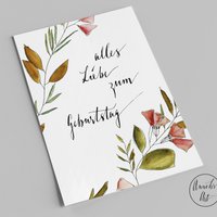 Postcard | birthday card | birthday with flowers