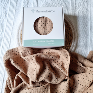 Hydrophiles Tuch XL – Weiches Braun mit Punkten, 130 x 110 cm