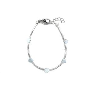 White hearts bracelet silver