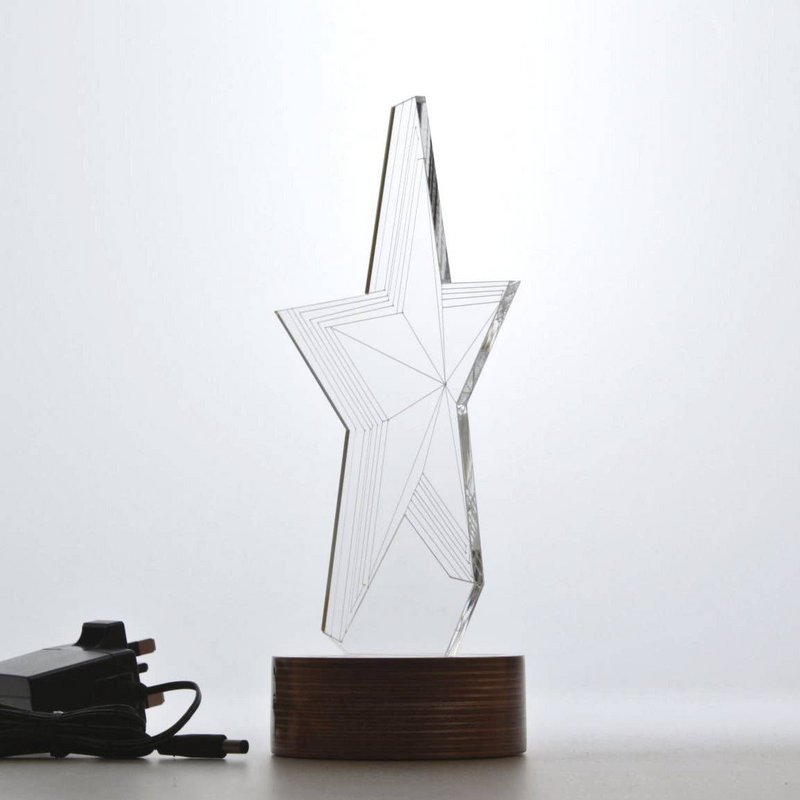 3D Star Led Light | Wood