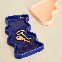 Vassoio Wave in ceramica - Rettangolo blu