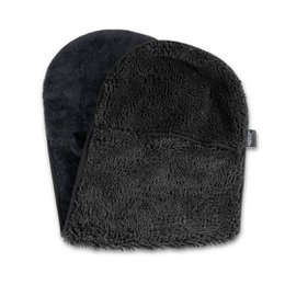  A large, plush, dark-colored dog towel or drying mitt for pets. The towel appears to be made of soft, absorbent material and is designed to help dry and groom dogs after bathing or grooming.