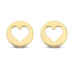 New Bling Goud 9NBG-0036 - Oorknop Rondje met Open Hartje - 7mm - Goud