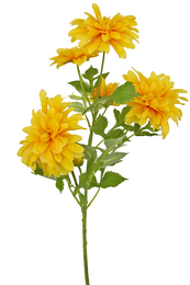  Orange yellow dahlia artificial flower, 60cm tall stem, realistic petals, decorative plant arrangement.