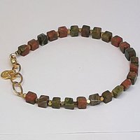 Baixa bracelet Unakite 24K gold plated