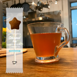  Peppermint tea-pop sticks in a box of 30, without packaging or trays. The sticks have a star-shaped design and are made for infusing tea.