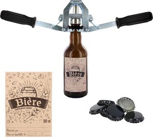 Handmatige Bierdopjes Bevestiger met Etiketten en Bierdopjes – Eenvoudige en Handige Dopjesapplicator voor het Versieren van Bierflessen - Zilver