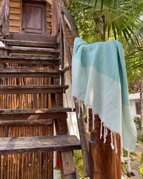 Asciugamano Hammam Fouta Waffle Stripes - Menta - 100x200cm