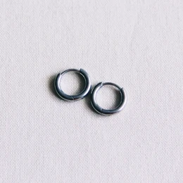 Stainless steel creole hoop earrings, 10mm diameter, silver color, basic design.