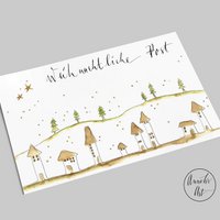 Postcard | Christmas card | Christmas mail | Winter village in the mountains