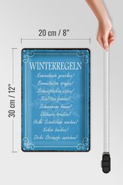 Cartel de chapa que dice 20x30cm Regla de invierno noches de chimenea vino caliente