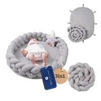 Grey braided cot bumper