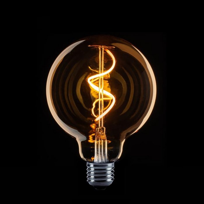 Globe 95mm Filament spiraal LED 4w E27 240v 2200k dimbaar goud