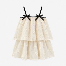  Cream layered tulle dress, black bow straps, sleeveless, sparkle details, girls' two-piece set