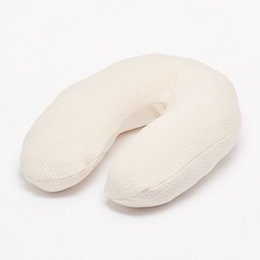 Soft, off-white nursing pillow with dotted pattern. Filled with EPS pearls or fiber balls for comfortable, adjustable support.