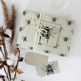 Hoja de papel de regalo de papel de hierba, 70x50 cm, abeja silvestre